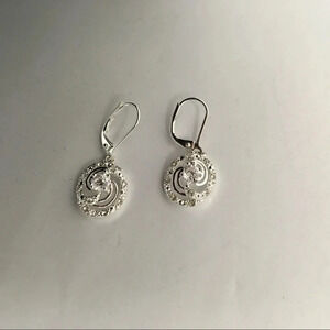 NV‎ Signed Circle Rhinestone Drop Lever Back Earrings